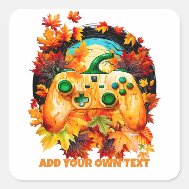 Halloween Gaming, Pumpkin Controller, Herbst Herbs Quadratischer Aufkleber (Vorderseite)