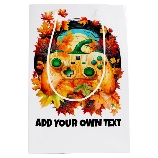 Halloween Gaming, Pumpkin Controller, Orange Fall Mittlere Geschenktüte (Vorderseite)