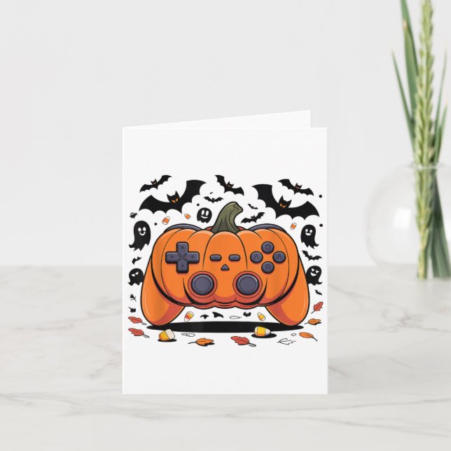 Halloween Gaming Pumpkin Controller Spooky Video G Karte (Vorderseite)
