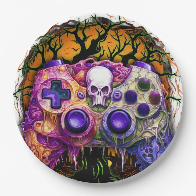 Halloween Gaming, Spooker Controller, Gamer-Party Pappteller (Vorderseite)