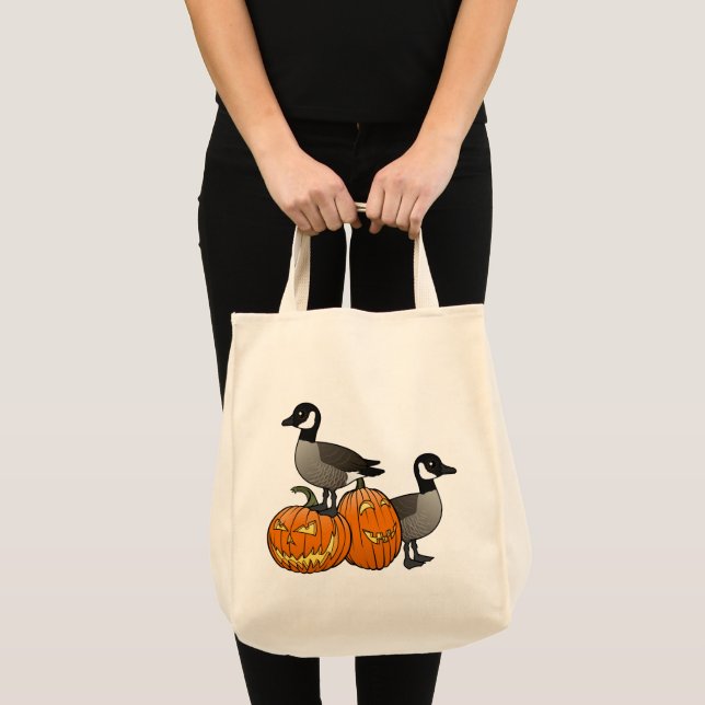 Halloween-Gänse aus Kanada mit Jack-o-Laternen Tragetasche (Vorderseite (Produkt))