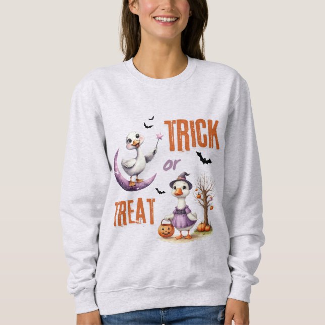 Halloween-Gänse oder Niedliche Tiere behandeln Sweatshirt (Vorderseite)