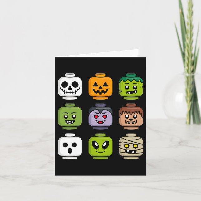 Halloween Gebäude Brick Head Pumpkin Ghost Zombie Karte (Vorderseite)