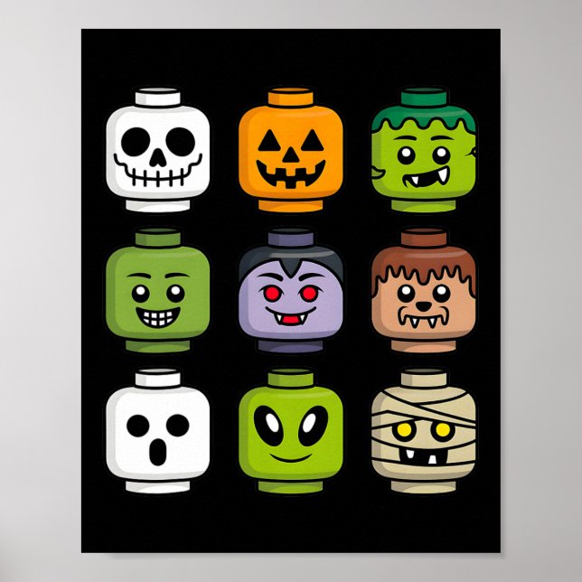 Halloween Gebäude Brick Head Pumpkin Ghost Zombie Poster (Vorne)