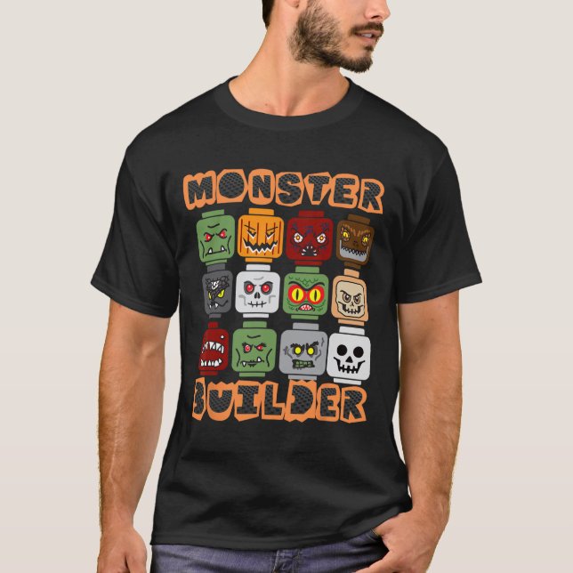Halloween Gebäude Bricks Monster Builder Brick He T-Shirt (Vorderseite)