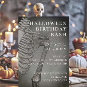 Halloween Geburtstag Grusel-Skelett-Party Einladung