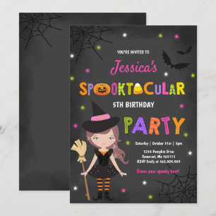 Halloween-Geburtstags-Invite-Hexe-Halloween-Party Einladung