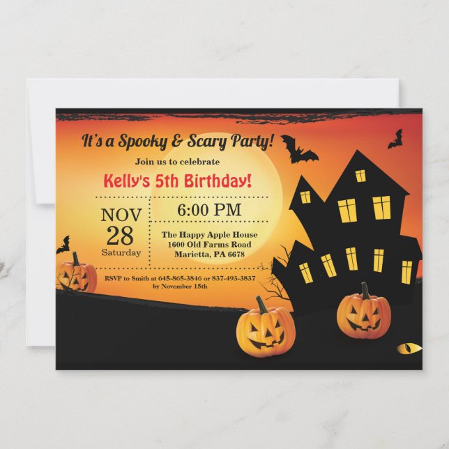 Halloween Geburtstagseinladung Kostüm Party Einladung (Vorderseite)