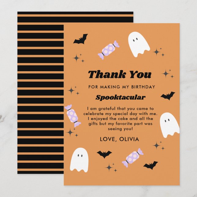 Halloween Geburtstagskarte Dankeskarte (Vorne/Hinten)