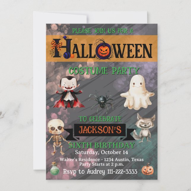 Halloween Geburtstagsparty Einladung (Vorderseite)