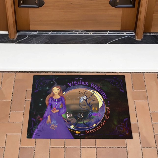 Halloween-Geburtstagsparty Lila Fußmatte (Halloween Witch Birthday Party Purple Doormat)