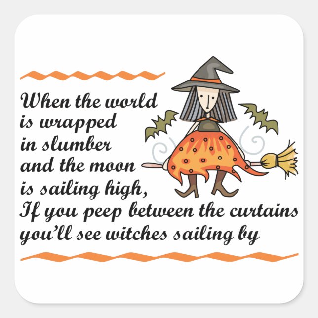 Halloween-Gedicht Quadratischer Aufkleber (Vorderseite)