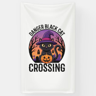 Halloween Gefahr Schwarze Katze Überquerung Banner