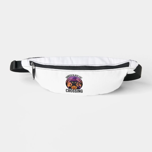 Halloween Gefahr Schwarze Katze Überquerung Bauchtasche (Vorderseite)