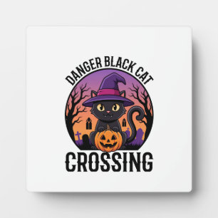 Halloween Gefahr Schwarze Katze Überquerung Fotoplatte