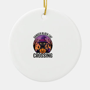 Halloween Gefahr Schwarze Katze Überquerung Keramik Ornament