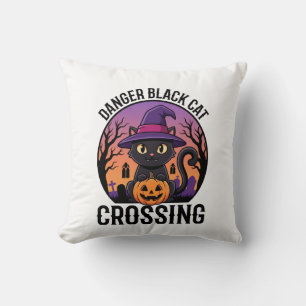 Halloween Gefahr Schwarze Katze Überquerung Kissen