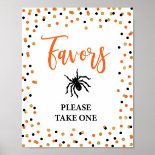 Halloween Gefallen Party Sign Orange & Black Confe Poster