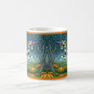 HALLOWEEN GEFLECKTES PONY & FLEDERMAUS KATZE Whims Kaffeetasse