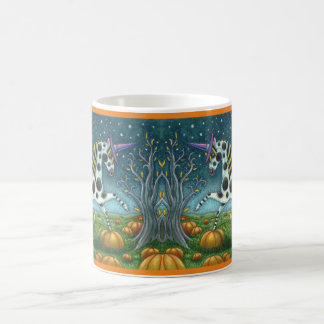 HALLOWEEN GEFLECKTES PONY & FLEDERMAUS KATZE Whims Kaffeetasse