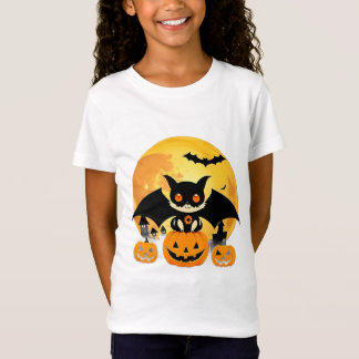 Halloween-Geflügelte Katze unter Vollmond Gruselig T-Shirt