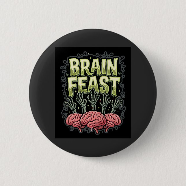 Halloween-Gehirnschmaus Zombie Hände Vektor Design Button (Vorderseite)