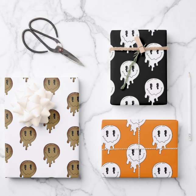 Halloween-Geist ☜ 3 Geschenkpapier Set (Vorderseite)