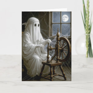 Halloween-Geist am Spinnrad Karte