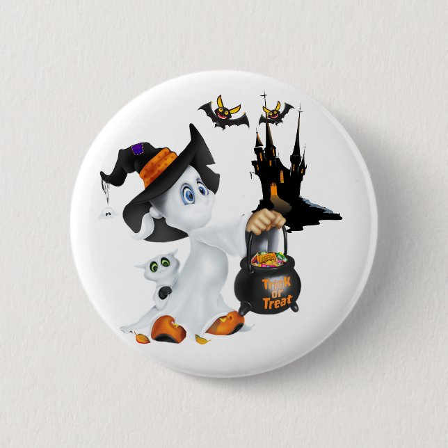 Halloween-Geist-Anstecknadel Button (Vorderseite)