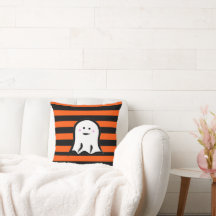 Halloween-Geist auf schwarzen und orangen Streifen