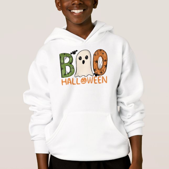 Halloween-Geist Boo Kinder Hoodie (Vorderseite)