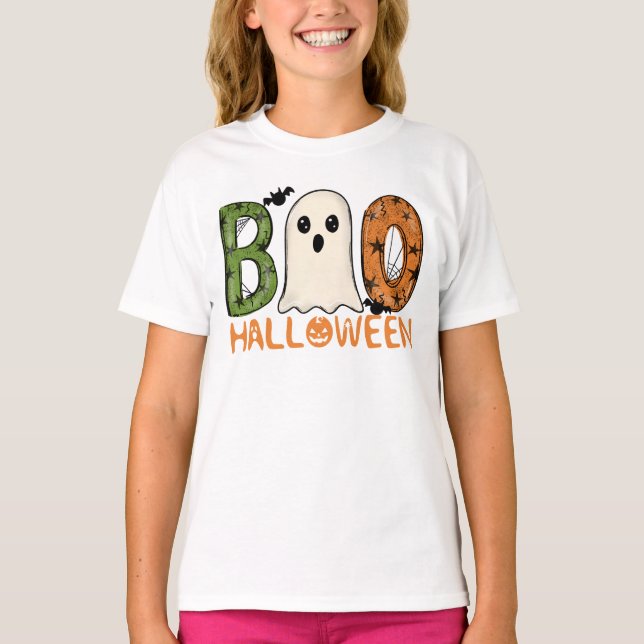 Halloween-Geist Boo Kinder T-Shirt (Vorderseite)