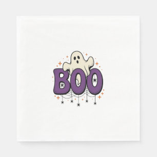 Halloween-Geist Buh lustige Spinne Vintage_1 Serviette