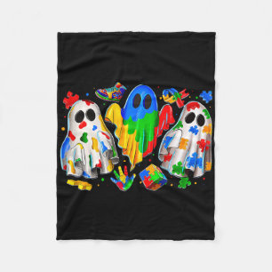 Halloween-Geist Buntes Puzzle-Band Autismus-Bewuss Fleecedecke