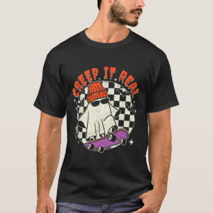 Halloween-Geist-Creept-It-Real-Skateboarding-Retro T-Shirt