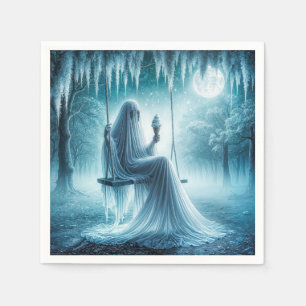 Halloween-Geist, der eine Eistüte isst Serviette