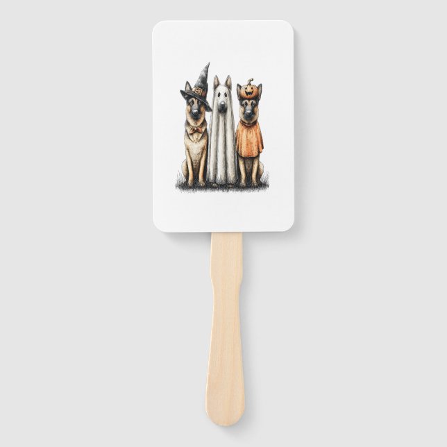 Halloween Geist Deutscher Schäferhund Fächer (Vorderseite)