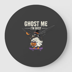 Halloween-Geist-Enten-Skateboard-Design_1 Große Wanduhr