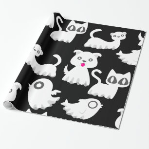 Halloween-Geist-Frettchen-Hund-schwarz Geschenkpapier