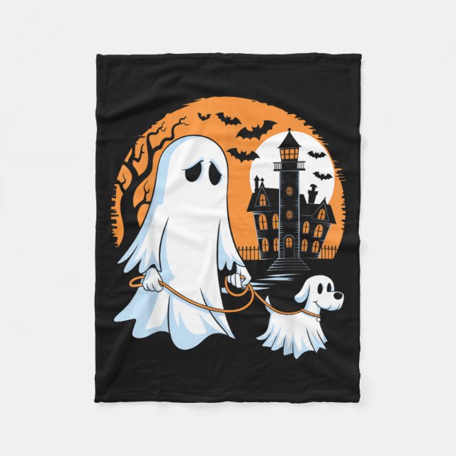 Halloween-Geist gehender Hund Fleecedecke (Vorderseite)