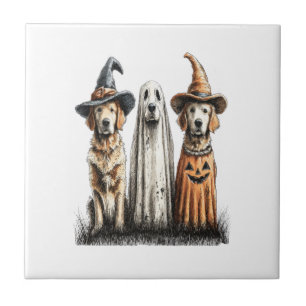 Halloween-Geist Golden Retriever Hund Fliese