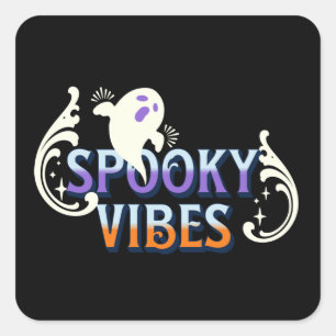 Halloween-Geist Gruselige Stimmung Typografie Lett Quadratischer Aufkleber