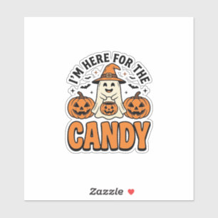 Halloween-Geist hier für die Süßigkeiten Cute Vint Aufkleber