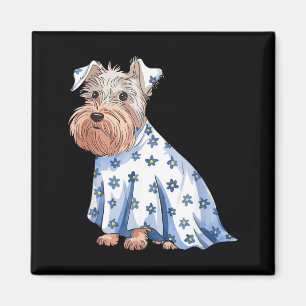 Halloween-Geist-Hund mit Blumen Lustiger Halloween Magnet
