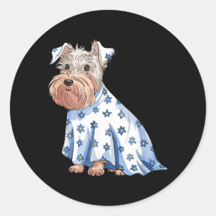 Halloween-Geist-Hund mit Blumen Lustiger Halloween Runder Aufkleber