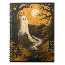 Halloween-Geist im Wald, gruselig weißer Geist