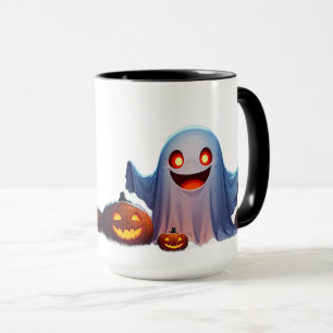 Halloween-Geist in einer gruseligen Kürbis-Nachtsz Tasse