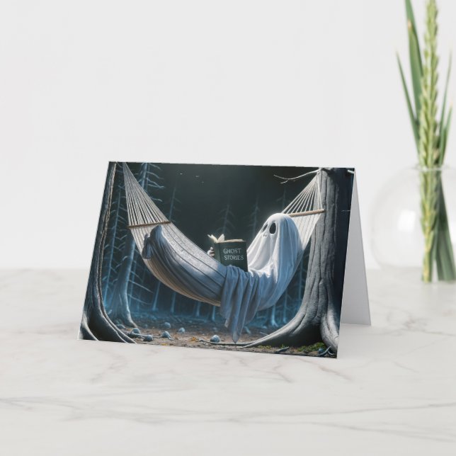 Halloween-Geist in einer Hängematte Karte (Vorderseite)