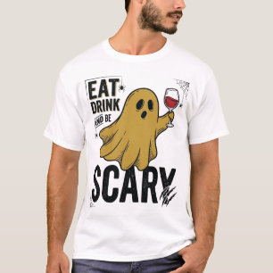 Halloween-Geist isst, trinkt und ist gruselig Vint T-Shirt
