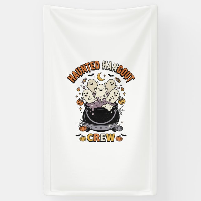 Halloween-Geist-Kürbis-Crew Banner (Vertikal)